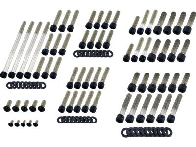 924777 - screws4bikes Complete Engine Screw Kit Screws for Dyna, Softail Primary-, Cam-, Inspection-, Derby-, Timer-, Tranny Side Cover, Rockerboxes, Lifterbase Gloss Black Powder Coated
