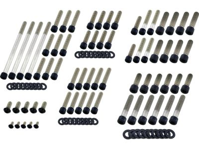 924786 - screws4bikes Complete Engine Screw Kit Screws for Sportster Primary-, Sprocket-, Cam-, Derby-, Timer-, Inspection Cover, Anti-Rotation-Plate, Lifterbase, Rockerboxes Gloss Black Powder Coated