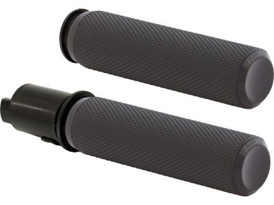 929980 - ARLEN NESS Knurled Fusion Grips Black Rubber, Chrome Endcap 1" Throttle By Wire