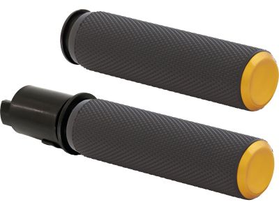 929983 - ARLEN NESS Knurled Fusion Grips Black Rubber, Gold Endcap 1" Throttle By Wire