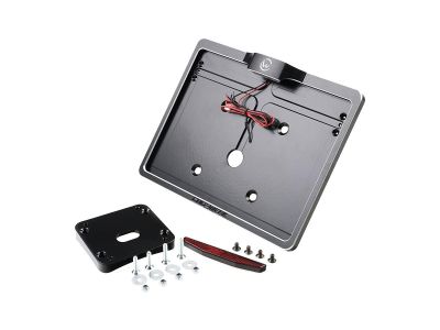 930072 - CULT WERK Mid-Mount License Plate Bracket and Base Plate Kit V2, Austria: 210 x 170 mm, without 3-in-1 Turn Signals Black Cut