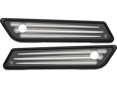 930129 - ARLEN NESS Deep Cut Saddlebag Latch Covers Black Cut Anodized