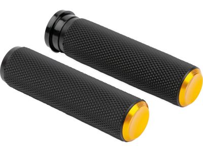 930170 - ARLEN NESS Knurled Fusion Grips Black Rubber, Gold Endcap 1" Throttle By Wire