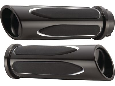 930365 - ARLEN NESS Deep Cut Comfort Grips Black Anodized 1" Throttle Cables