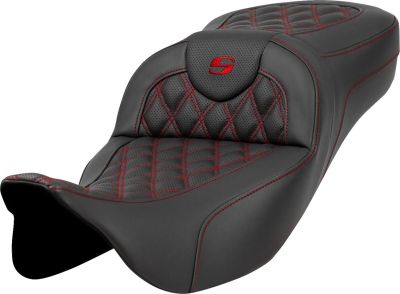 08011588 - SADDLEMEN Roadsofa™ Seat - Lattice Stitch - Red Stitch - Extended Reach