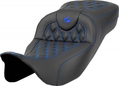 08011590 - SADDLEMEN Roadsofa™ Seat - Lattice Stitch - Blue Stitch - Extended Reach