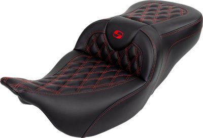 08011609 - SADDLEMEN SEAT ROADSOFA LS W/BR RED STITCH