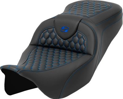 08011640 - SADDLEMEN RoadSofa™ Seat - Honeycomb - Blue Stitch - without Backrest