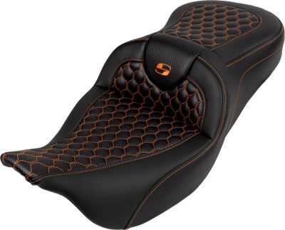 08011641 - SADDLEMEN SEAT ROADSOFA HC ORANGE STITCH