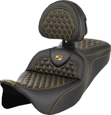 08011646 - SADDLEMEN RoadSofa™ Seat - Honeycomb - Gold Stitch - with Backrest