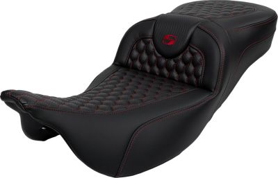 08011647 - SADDLEMEN RoadSofa™ Seat - Honeycomb - Red Stitch - without Backrest