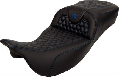 08011648 - SADDLEMEN RoadSofa™ Seat - Honeycomb - Blue Stitch - without Backrest