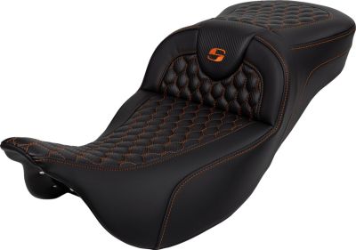 08011649 - SADDLEMEN SEAT ROADSOFA HC ORANGE STITCH