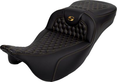 08011650 - SADDLEMEN RoadSofa™ Seat - Honeycomb - Gold Stitch - without Backrest