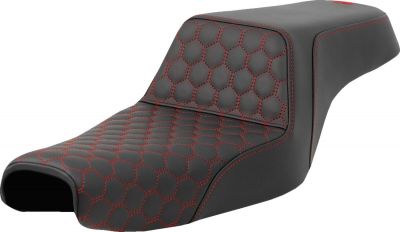 08040806 - SADDLEMEN Step-Up Seat - Honeycomb - Red Stitching