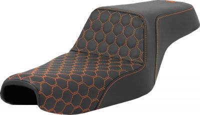 08040808 - SADDLEMEN Step-Up Seat - Honeycomb - Orange Stitching