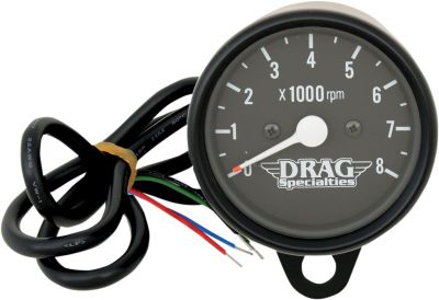 22110119 - DRAG SPECIALTIES TACH BLK 2.4" BLK W/BULB