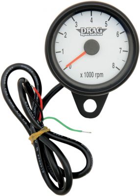 22110126 - DRAG SPECIALTIES TACH BLK 2.4" WHT W/LED