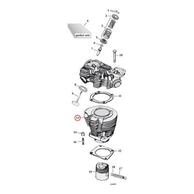 500625 - MCS Replacement cylinder 1000cc Sportster, rear