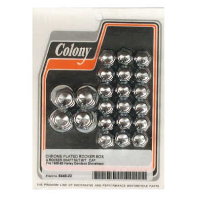 500705 - Colony, Shovel rocker box top nut kit. Chrome, Cap style