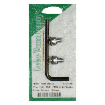 510805 - Gardner-Westcott, fork slider drain screws. Chrome Allen