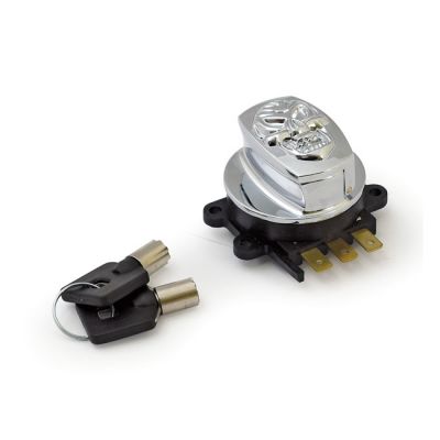 512864 - MCS 96-up ignition switch, side hinge type. Skull, chrome