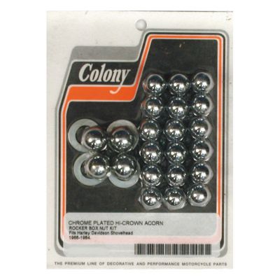 515950 - Colony, Shovel rocker box top nut kit. Chrome, Acorn