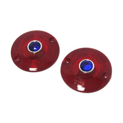516123 - MCS Replacement turn signal lens. Flat lens. Red with blue dot
