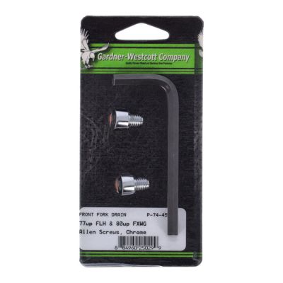 521163 - Gardner-Westcott, fork slider drain screws. Chrome