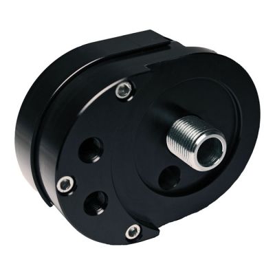 566057 - Feuling, offset oil filter adapter. Black