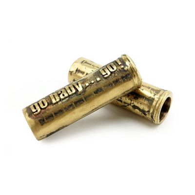 574517 - Wannabe Choppers Casted grips "go baby…go" brass 1"