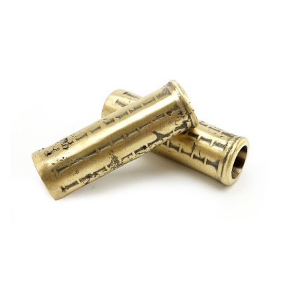 574518 - Wannabe Choppers Casted grips "waffle-style" brass 1"