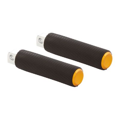 590417 - Arlen Ness,  Fusion foot pegs, Knurled. Gold end caps