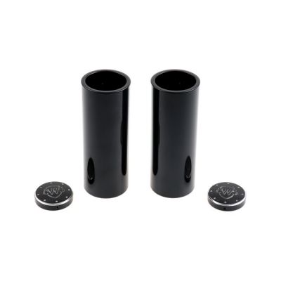 599131 - CULT WERK Cult-Werk, 4-piece fork tube cover kit. Gloss black. Logo