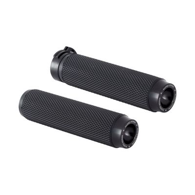 599472 - Rough Crafts, knurled rubber handlebar grips. Black
