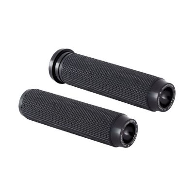 599474 - Rough Crafts, knurled rubber handlebar grips. Black