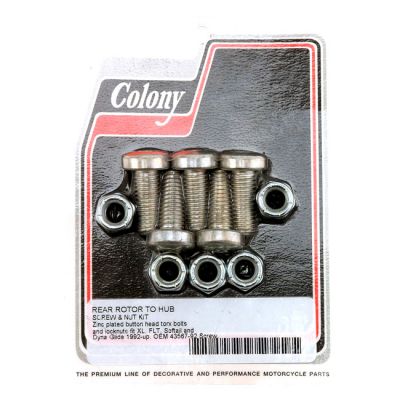 599683 - Colony, rear brake rotor bolt & nut kit. Zinc, Torx