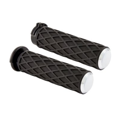 700738 - Arlen Ness, Diamond Handlebar Grip Set. Silver