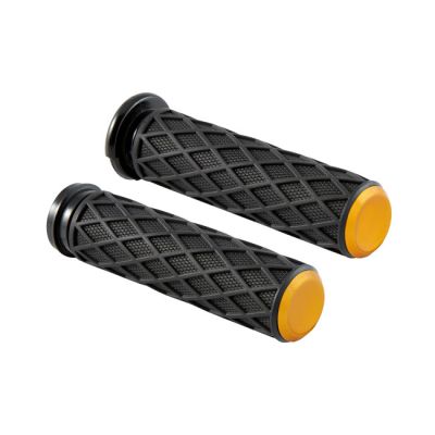 700739 - Arlen Ness, Diamond Handlebar Grip Set. Gold