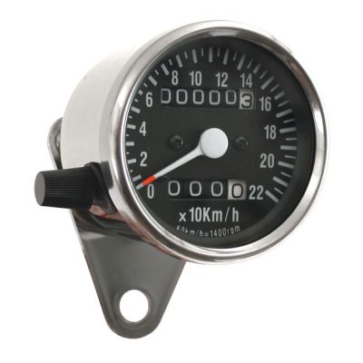 900041 - MCS Mini speedo, 2:1 kmh. with tripmeter chrome