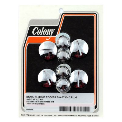 902685 - Colony, rocker shaft plug & nut kit. Slotted. Chrome