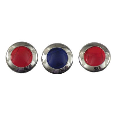 903591 - MCS Replacement lens set, for 3-light (62-67) dash. Red & Blue