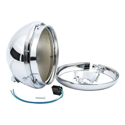 908215 - MCS 7" headlamp shell with trim ring only. Chrome