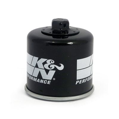 909687 - K&N, spin-on oil filter with top nut. Black
