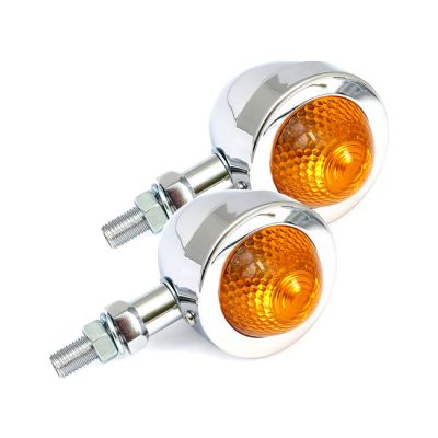 913805 - MCS Bullet turn signals, pointed lens. Chrome