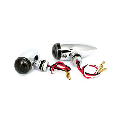 914118 - MCS Micro Bullet LED taillight set. Chrome. Smoke lens