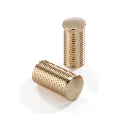 914957 - Kustom Tech, FL handlebar grip ends. Ribbed, satin brass