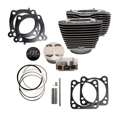 923193 - S&S, M8 131" big bore cylinder & piston kit. Clear fins