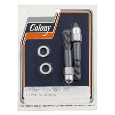 925013 - Colony, sprocket cover mount kit. Chrome Acorn