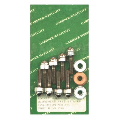 927020 - GARDNER-WESTCOTT GW, rocker box top bolt kit. Chrome low crown acorn